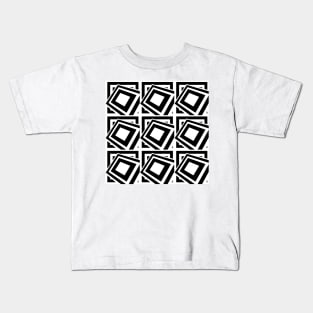 1960's Mod Squares in Black and White - Retro Abstract Kids T-Shirt